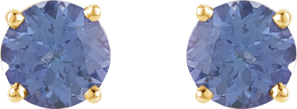 14K Yellow 5 mm Natural Tanzanite Stud Earrings