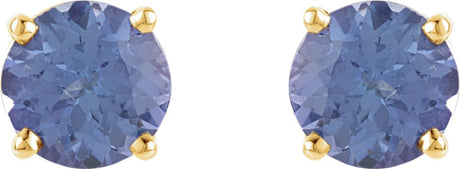 14K Yellow 5 mm Natural Tanzanite Stud Earrings