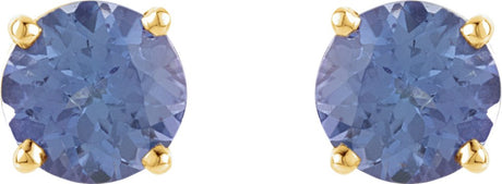 14K Yellow Gold 5 mm Natural Tanzanite Earrings