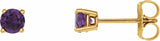 14K Yellow Gold 4 mm Natural Amethyst Earrings