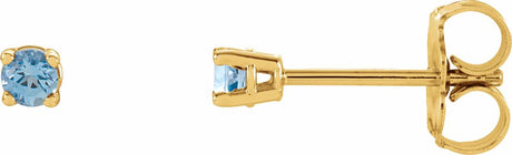 14K Yellow Gold 2.5 mm Natural Aquamarine Earrings
