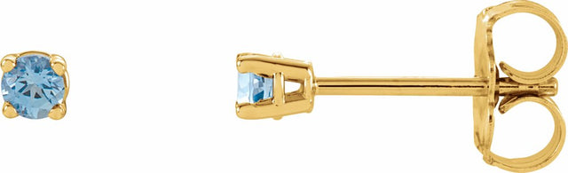 14K Yellow Gold 2.5 mm Natural Aquamarine Earrings
