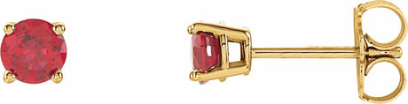 14K Yellow 4 mm Lab-Grown Ruby Earrings