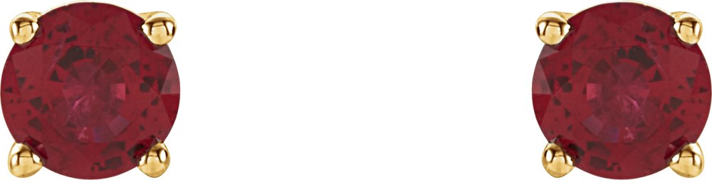 14K Yellow 4 mm Lab-Grown Ruby Earrings