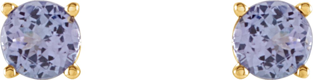14K Yellow 4 mm Natural Tanzanite Stud Earrings