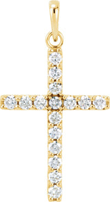 14K Yellow 1/2 CTW Natural Diamond Cross Pendant