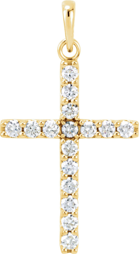 14K Yellow 1/2 CTW Natural Diamond Cross Pendant