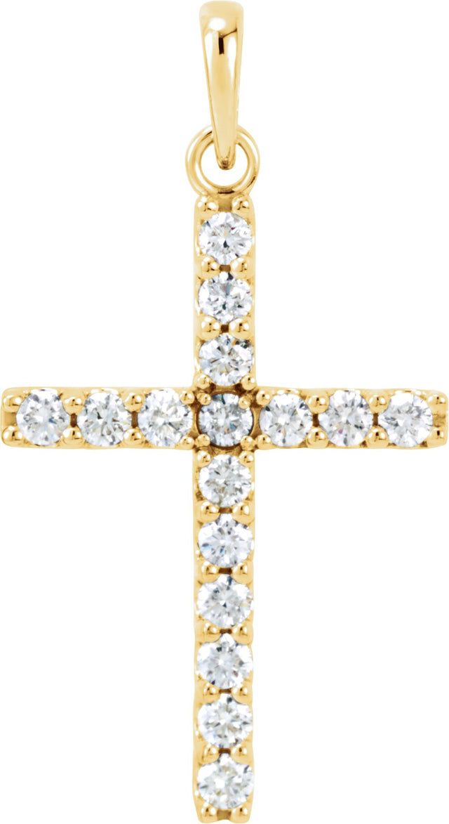 14K Yellow 1/2 CTW Natural Diamond Cross Pendant