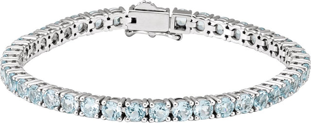 14K White Natural Sky Blue Topaz 7 1/4" Line Bracelet