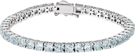 14K White Gold Natural Sky Blue Topaz 7 1/4" Line Bracelet