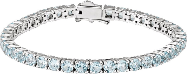 14K White Gold Natural Sky Blue Topaz 7 1/4" Line Bracelet