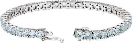 14K White Gold Natural Sky Blue Topaz 7 1/4" Line Bracelet