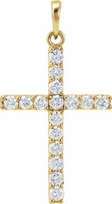 14K Yellow 1/10 CTW Natural Diamond Cross Pendant