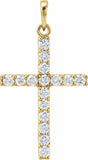 14K Yellow 1/10 CTW Natural Diamond Cross Pendant