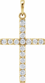 14K Yellow Gold 3/4 CTW Natural Diamond Cross Pendant