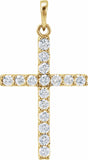14K Yellow Gold 3/4 CTW Natural Diamond Cross Pendant
