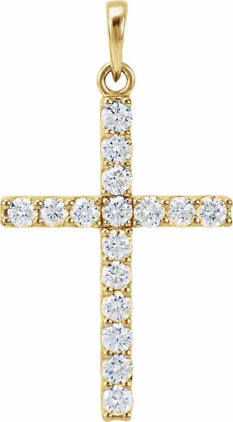 14K Yellow Gold 3/4 CTW Natural Diamond Cross Pendant