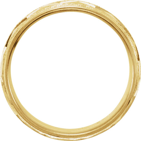 14K Yellow 7 mm Milgrain Edge Geometric Faceted Comfort-Fit Half Round Band