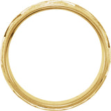 14K Yellow 7 mm Milgrain Edge Geometric Faceted Comfort-Fit Half Round Band Size 13.5