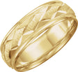 14K Yellow Gold 7 mm Milgrain Edge Geometric Faceted Comfort-Fit Half Round Band Size 11.5
