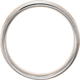 14K White/Rose 7 mm Grooved Comfort-Fit Half Round Band Size 14.5