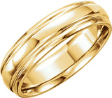 14K Yellow Gold 6 mm Grooved Band Size 10
