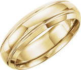 14K Yellow Gold 6 mm Grooved Band Size 10