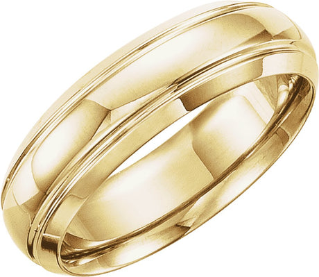 14K Yellow Gold 6 mm Grooved Band Size 10