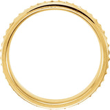 14K Yellow Gold 7 mm Milgrain Geometric Diagonal Grooved Band Size 10