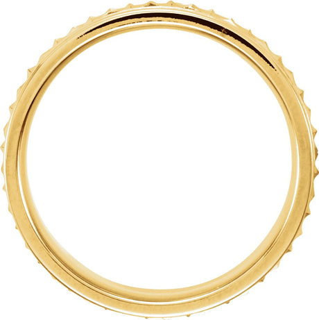 14K Yellow Gold 7 mm Milgrain Geometric Diagonal Grooved Band Size 10