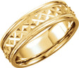 14K Yellow Gold 7 mm Milgrain Geometric Diagonal Grooved Band Size 10