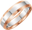 14K Rose/White 6 mm Beveled-Edge Inlay Flat Comfort-Fit Band Size 10.5