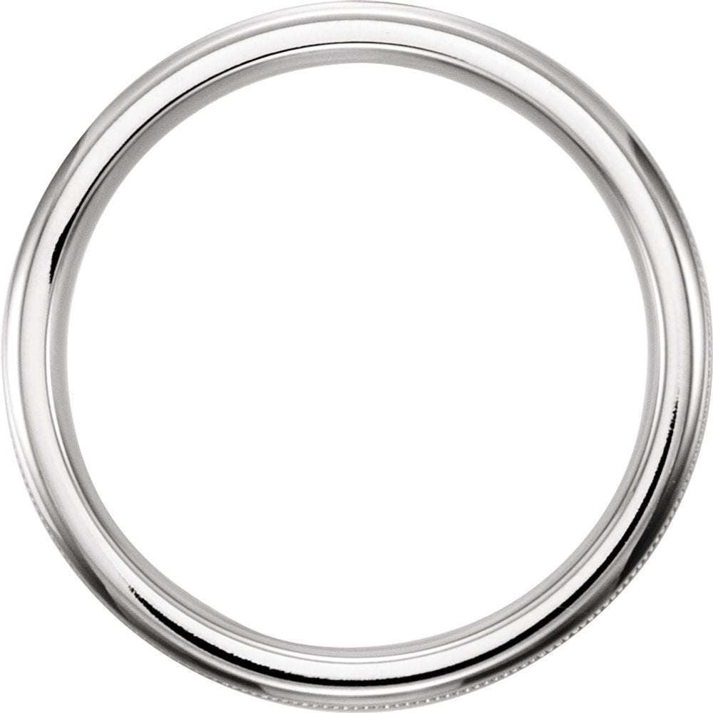14K White 6 mm Flat Band with Milgrain Size 6