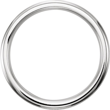 14K White 6 mm Flat Band with Milgrain Size 6