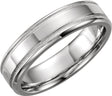 14K White 6 mm Flat Band with Milgrain Size 6