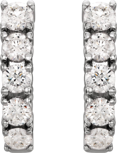 14K White 1 1/2 CTW Natural Diamond Hoop Earrings
