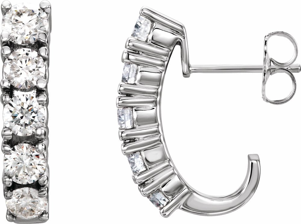 14K White Gold 1 1/2 CTW Natural Diamond Hoop Earrings