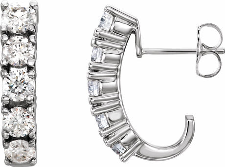 14K White 1 1/2 CTW Lab-Grown Diamond Hoop Earrings