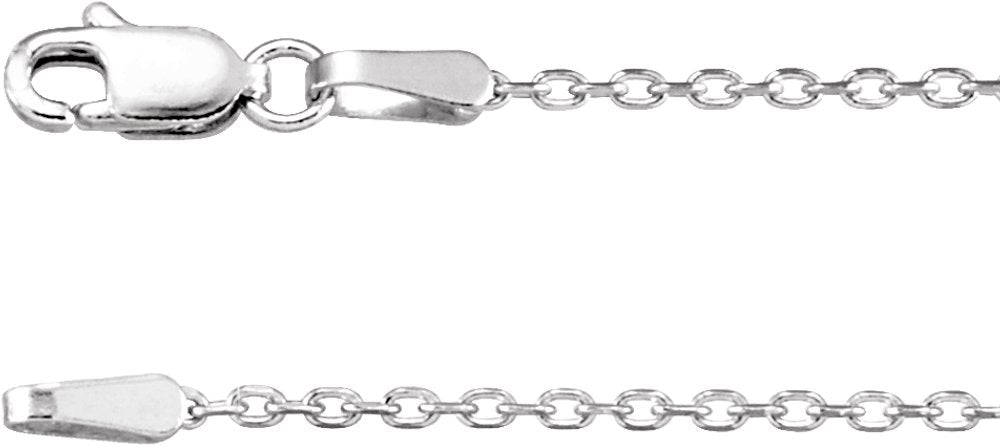 Rhodium-Plated Sterling Silver 1.4 mm Diamond-Cut Cable 16" Chain