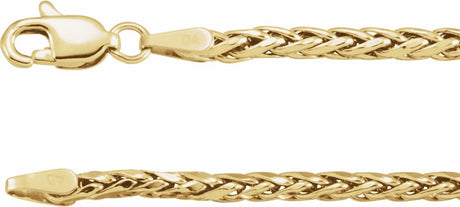 14K Yellow 3 mm Hollow Wheat 16" Chain