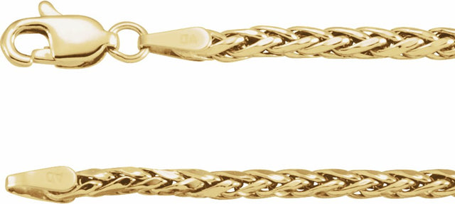 14K Yellow Gold 3 mm Hollow Wheat 24" Chain