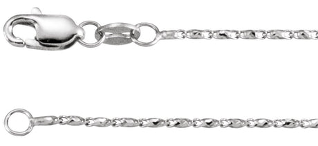 14K White Gold 1 mm Raso 24" Chain