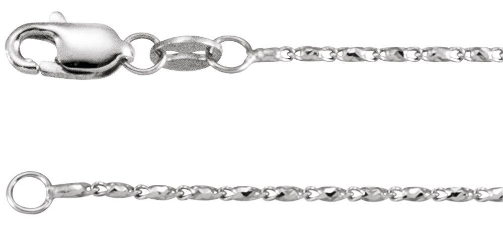 14K White Gold 1 mm Raso 20" Chain