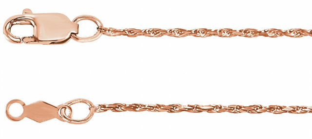 14K Rose Gold 1 mm Diamond-Cut Rope 24" Chain