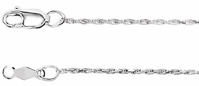 14K White 1 mm Diamond-Cut Rope 24" Chain