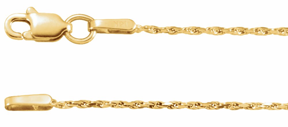 10K Yellow Gold 1 mm Diamond-Cut Rope 18" Chain
