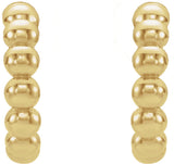 14K Yellow Beaded 12 mm Hoop Earrings