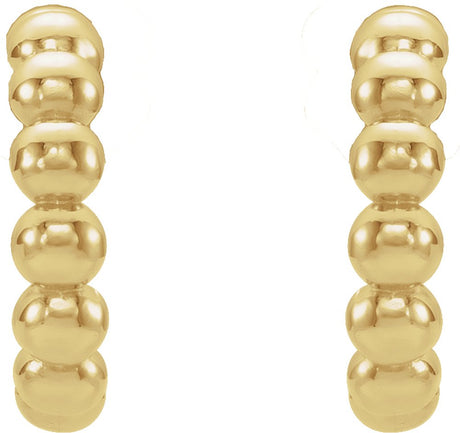 14K Yellow Beaded 12 mm Hoop Earrings