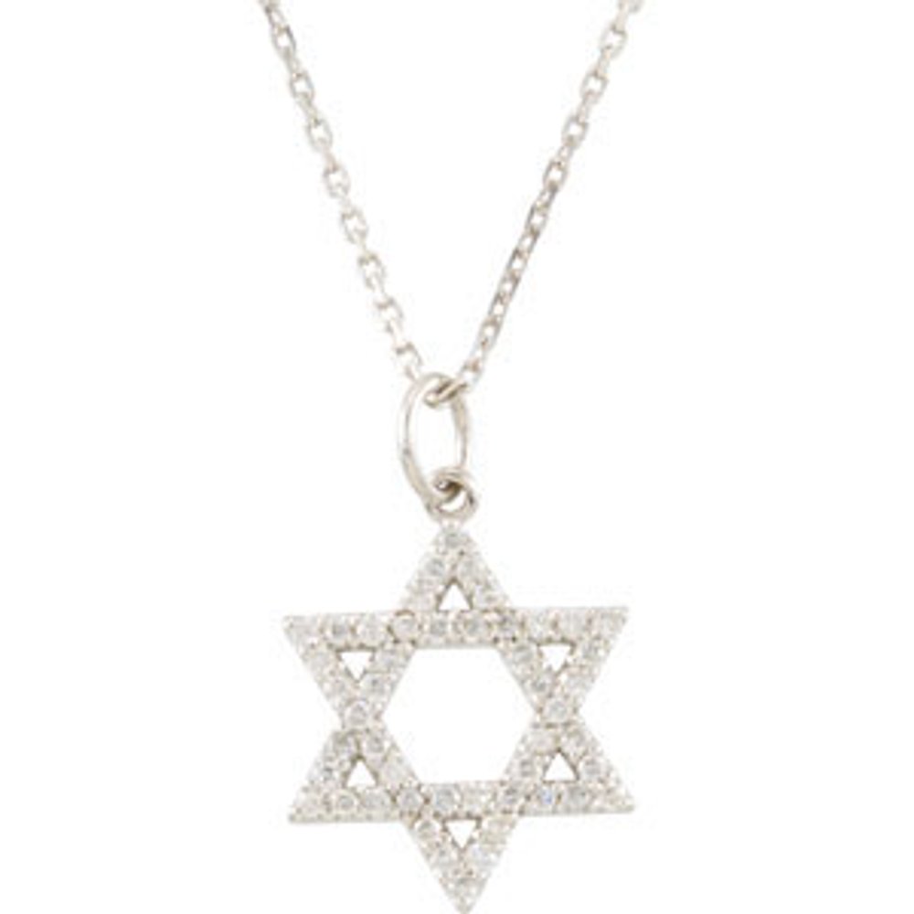 14K White 1/5 CTW Natural Diamond Star of David Necklace 