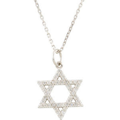 14K White 1/5 CTW Natural Diamond Star of David Necklace 